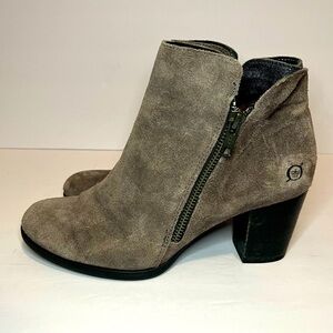 Born Gray Suede Zippered Ankle Boots